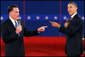 Romney and Obama at the second debate
